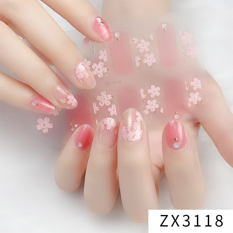 Recuerdame 1pc Flower Nail Sticker New Styles 3D Rhinestones Adhesive Sliders for Women Nails Art Decal Manicure Drop Ship