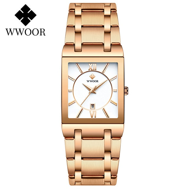 Simple Women Watches Fashion Square Quartz Watch Womens WWOOR Top Brand Luxury Gold Ladies Dress Business Waterproof Wrist Watch