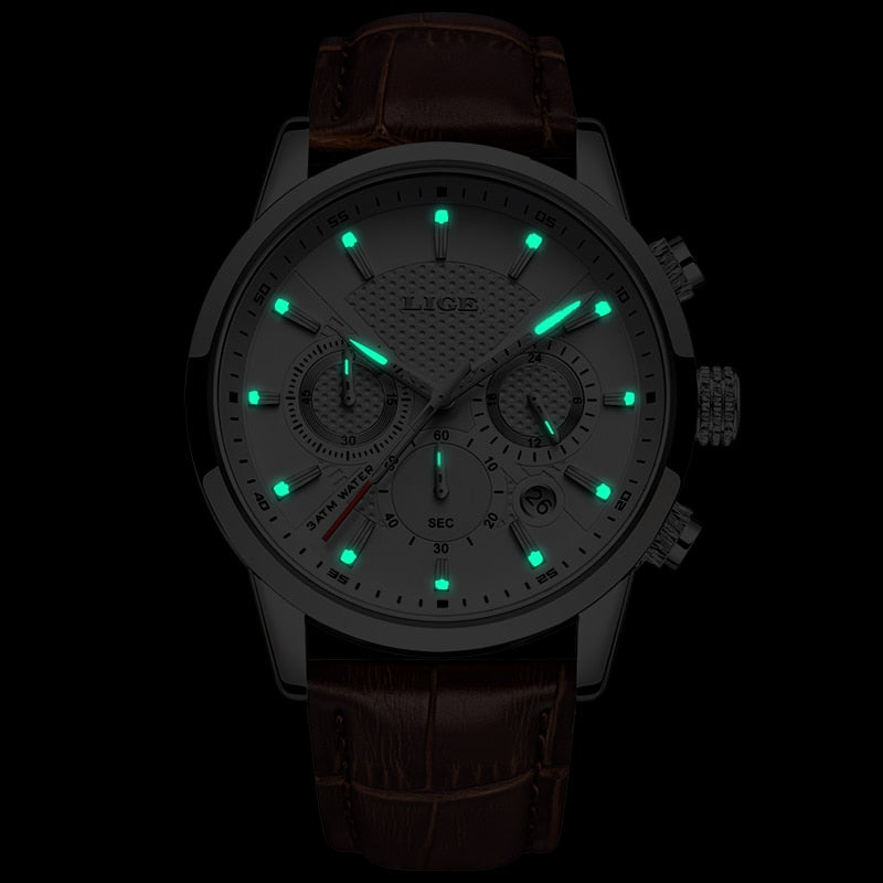 LIGE 2022 Watch Men Fashion Sports Quartz Clocks Mens Watches Top Brand Leather Military Waterproof Date Watch Relogio Masculino