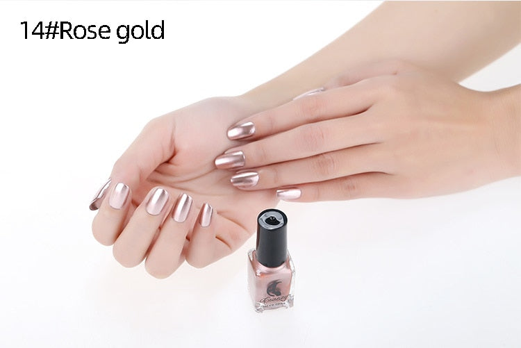 New 14 Colors Mirror nail Sexy Metallics Nail Polish Soak Off Nail Art For Women Girl beauty Makeup Tool Semi Permanent Varnish