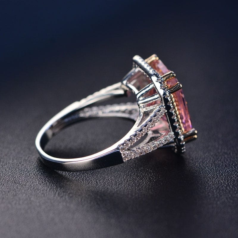 Charms Pink Quartz Wedding Rings Women&#39;s 925 Sterling Silver Jewelry Ring Romantic Gemstone Engagement Anniversary Party Gifts