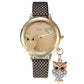 2019 New Fashion Wrist Watches Lady Owl Charm Diamond Watch Women Snakeskin PU Gold Buckle Clock Rhinestone Watch for Women