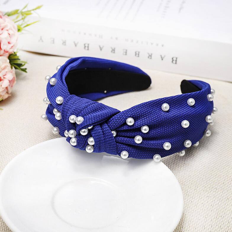 New Fashion Girls Headband Pearls Inlay Solid Hair Band Women High Quality Turban Autumn Headwear Hair Accessories Wholesale