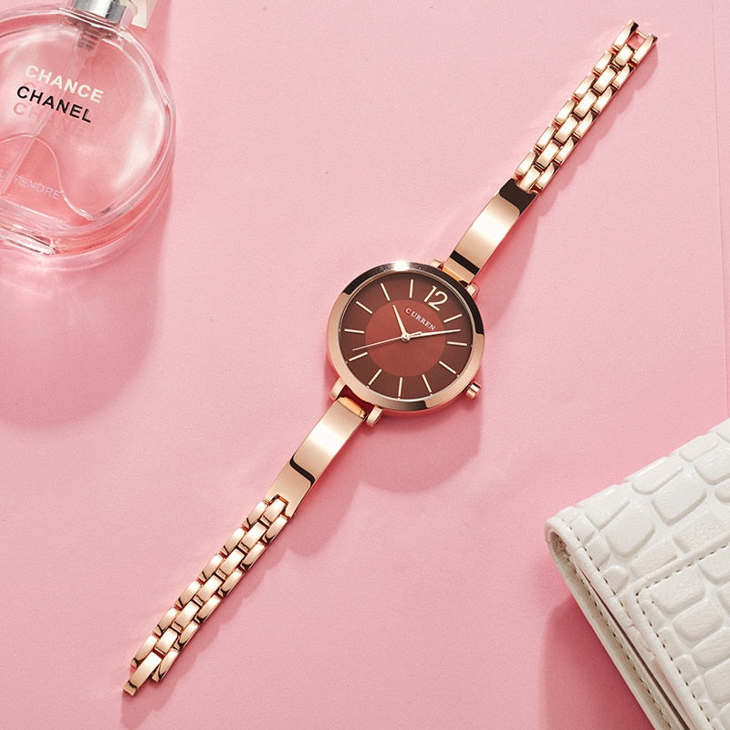 CURREN Fashion Gold Women Watches Stainless Steel Ultra thin Quartz Watch Woman Romantic Clock Women&#39;s Watches Montre Femme