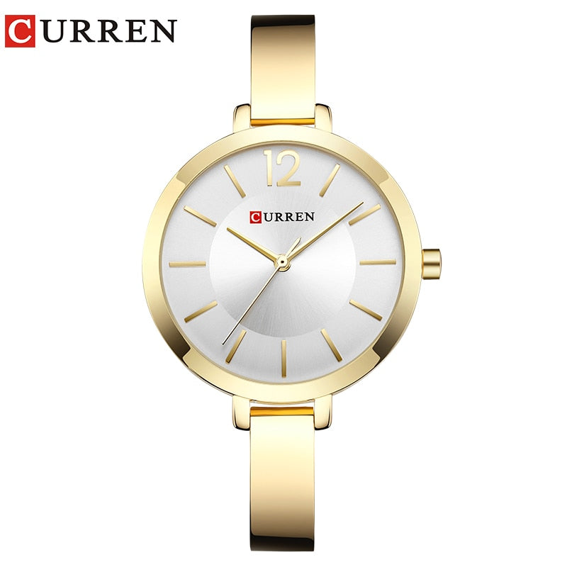 CURREN Fashion Gold Women Watches Stainless Steel Ultra thin Quartz Watch Woman Romantic Clock Women&#39;s Watches Montre Femme