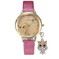 2019 New Fashion Wrist Watches Lady Owl Charm Diamond Watch Women Snakeskin PU Gold Buckle Clock Rhinestone Watch for Women