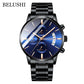 BELUSHI Fashion Men&#39;s Quartz Watch Chronograph Sport Men Watches Top Brand Luxury Full Steel Waterproof Clock Male Wristwatch