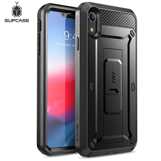 SUPCASE For iPhone XR Case 6.1 inch UB Pro Full-Body Rugged Holster Phone Case Cover with Built-in Screen Protector &amp; Kickstand