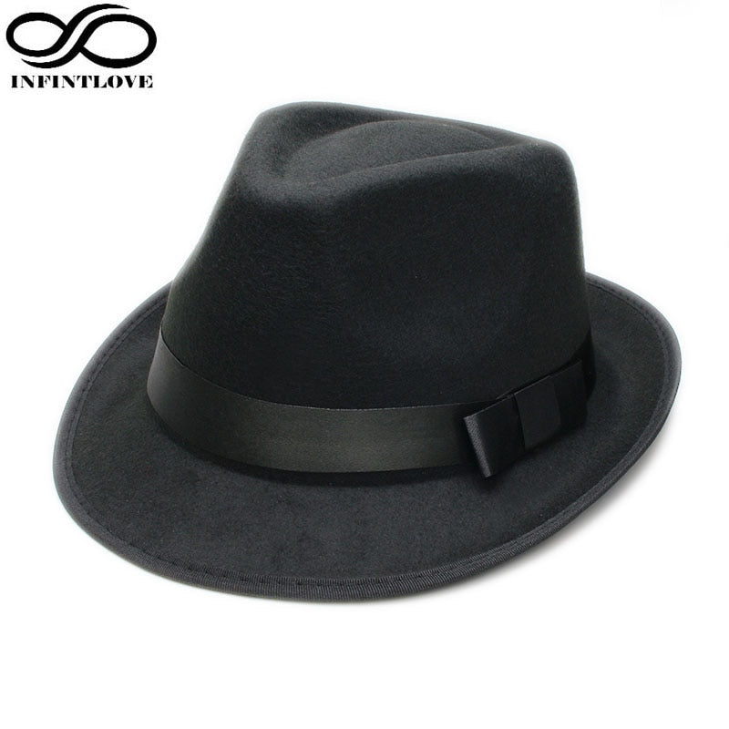 LUCKYLIANJI Retro Hard Felt Women Men Fold Wide Brim Billycock Sag Top Bowler Derby Jazz Fedora Panama Casual Hats (Size:57cm)