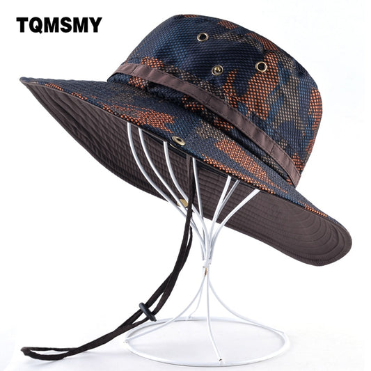 TQMSMY Camouflage hat men Outdoor Fishing cap Wide Brim Anti-UV caps for women sun hats Summer Quick dry mesh hat gorro bone