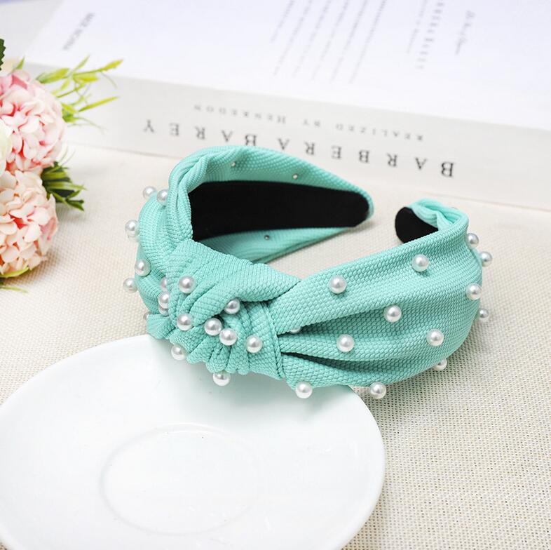 New Fashion Girls Headband Pearls Inlay Solid Hair Band Women High Quality Turban Autumn Headwear Hair Accessories Wholesale