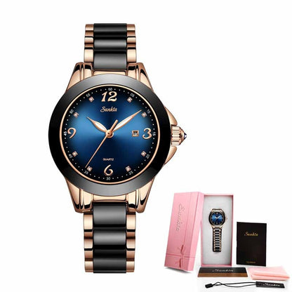 SUNKTA Fashion Women Watches Rose Gold Ladies Bracelet Watches Reloj Mujer 2021New Creative Waterproof Quartz Watches For Women