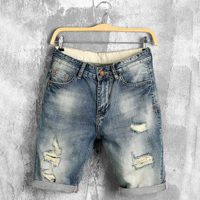 DIMUSI summer denim shorts male jeans men jean shorts bermuda skate board harem mens jogger ankle ripped wave 38 40,PA028