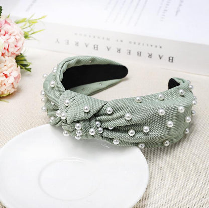 New Fashion Girls Headband Pearls Inlay Solid Hair Band Women High Quality Turban Autumn Headwear Hair Accessories Wholesale