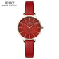 IBSO Brand 8 MM Ultra-Thin Quartz Watch Women Genuine Leather Women Watches Luxury Ladies Watch Montre Femme