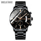 BELUSHI Fashion Men&#39;s Quartz Watch Chronograph Sport Men Watches Top Brand Luxury Full Steel Waterproof Clock Male Wristwatch