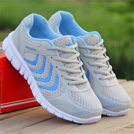 Fast delivery Women casual shoes fashion breathable mesh lace up flat shoes female sneakers women footwear 2022 tenis feminino