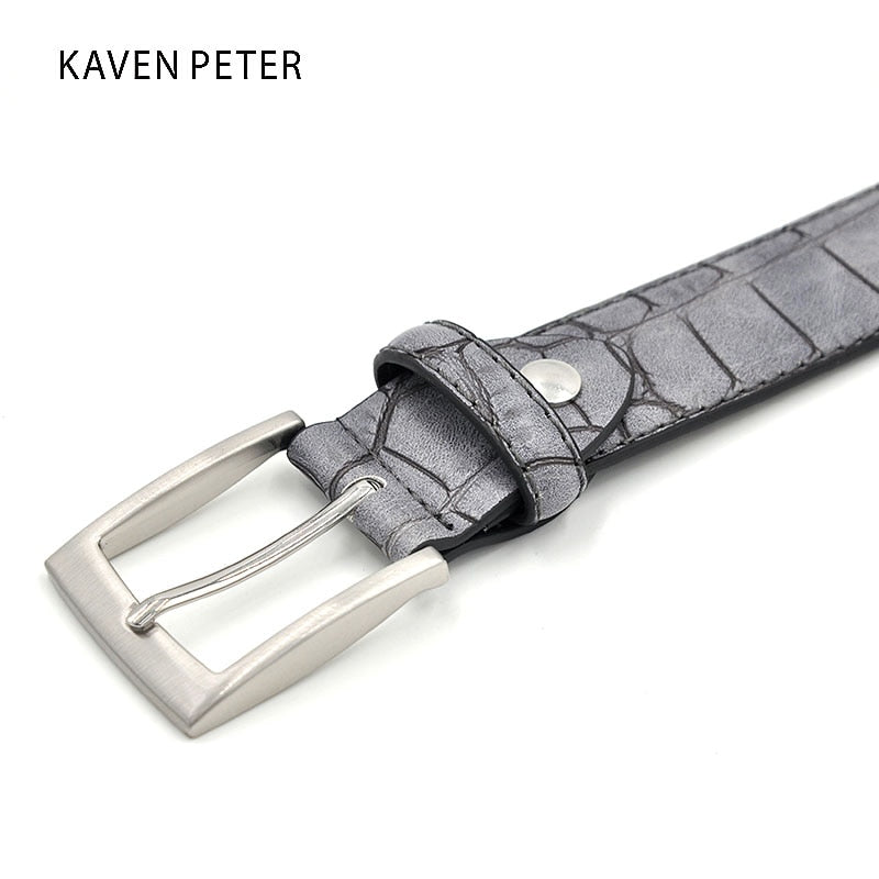 Mens Fashion Waist Belts Faux Crocodile Pattern With Split Leather Luxury Male Designer Belt Accessories Factory Price