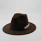 Special Felt Hat Men Fedora Hats with Belt Women Vintage Trilby Caps Wool Fedora Warm Jazz Hat Chapeau Femme feutre Panaman hat