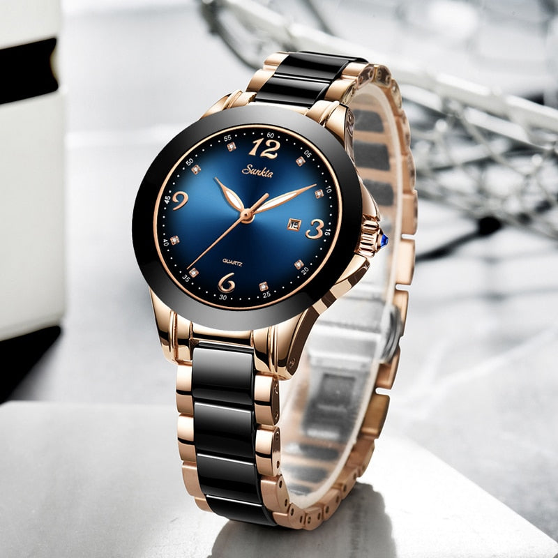 SUNKTA Fashion Women Watches Rose Gold Ladies Bracelet Watches Reloj Mujer 2021New Creative Waterproof Quartz Watches For Women