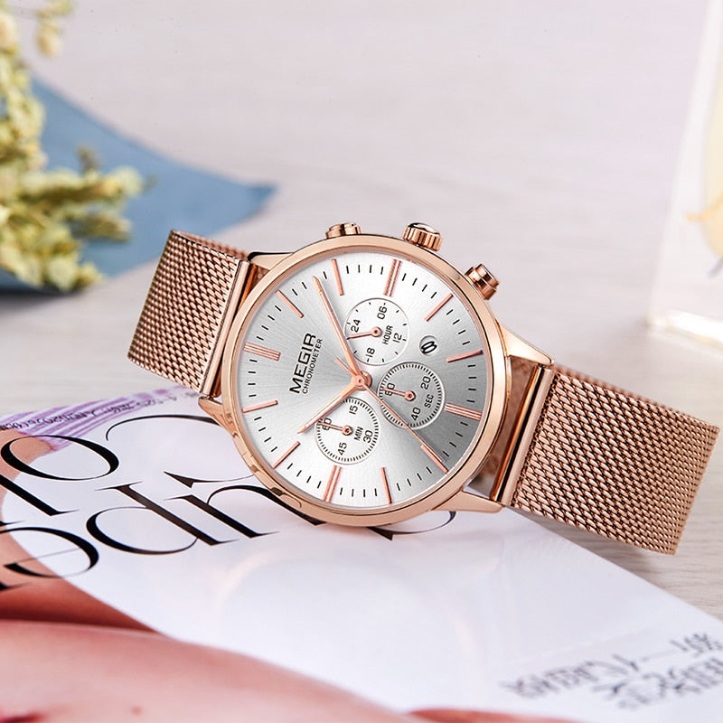 MEGIR Brand Luxury Women Watches Fashion Quartz Ladies Watch Sport Relogio Feminino Clock Wristwatch for Lovers Girl Friend 2011