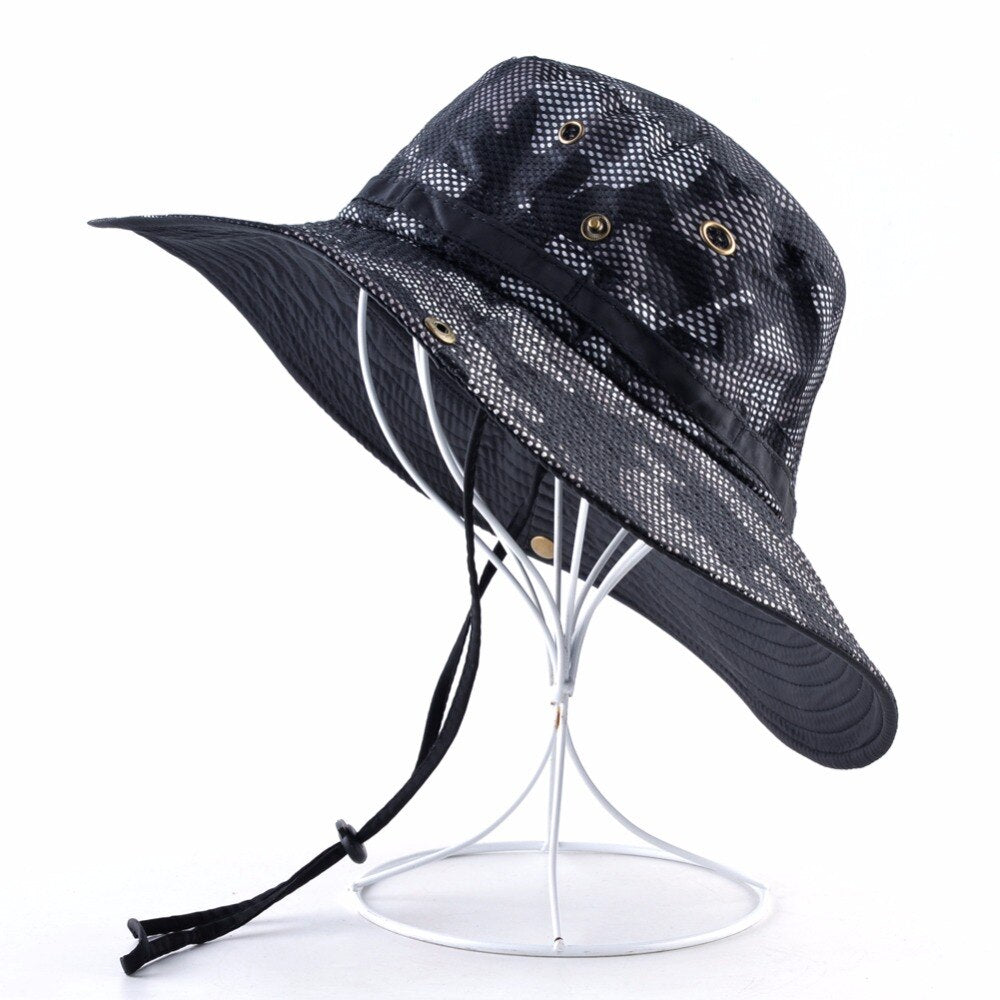TQMSMY Camouflage hat men Outdoor Fishing cap Wide Brim Anti-UV caps for women sun hats Summer Quick dry mesh hat gorro bone