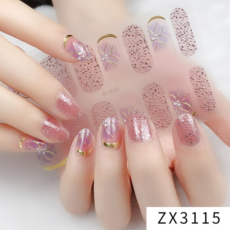 Recuerdame 1pc Flower Nail Sticker New Styles 3D Rhinestones Adhesive Sliders for Women Nails Art Decal Manicure Drop Ship