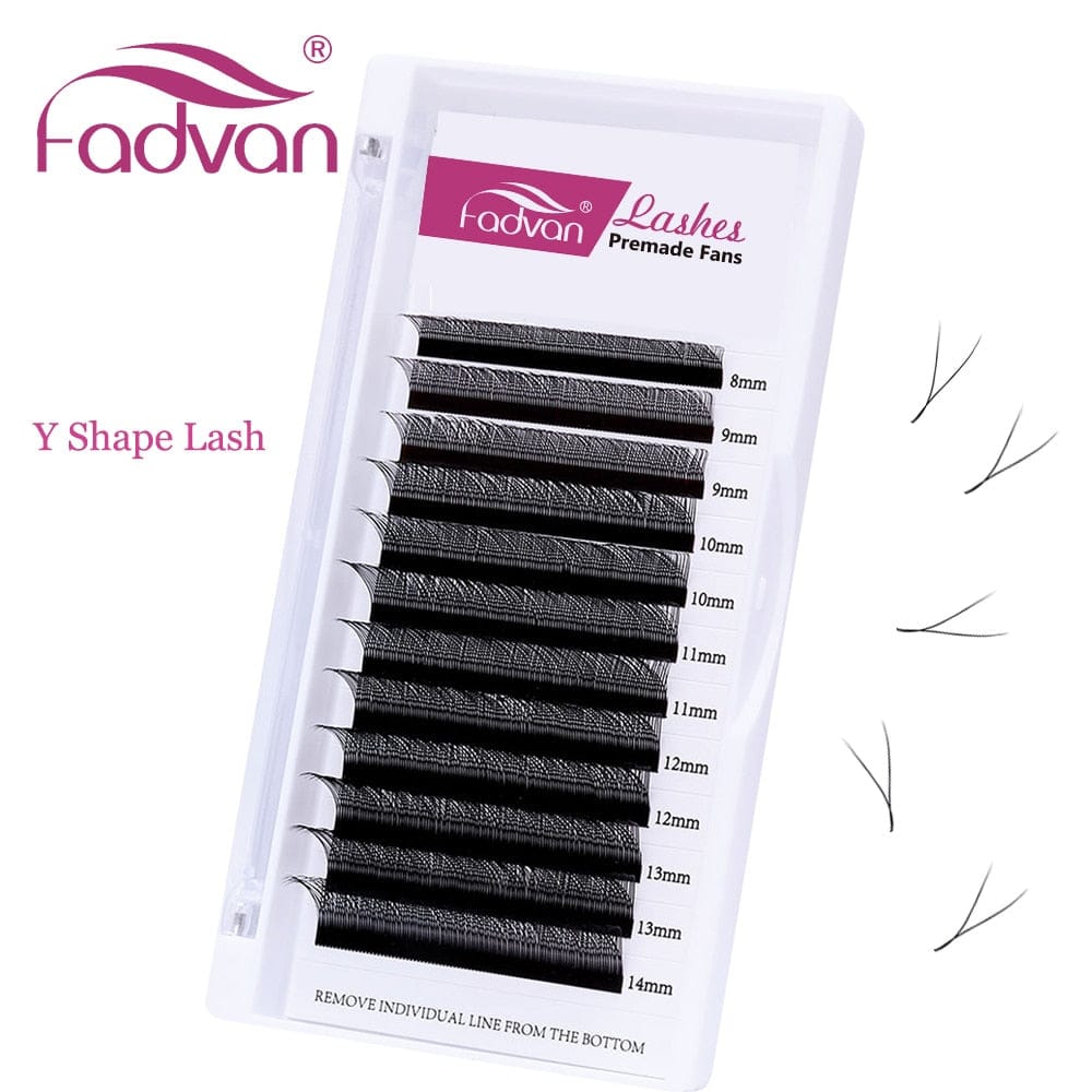 Fadvan Y Shape Eyelashes Extension YY Fake Eyelash Building Mesh Soft Faux Mink YY/VV Lashes Extension Split Tip Makeup Supplies