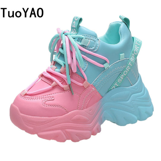 Spring Mixed Colors Women Sneakers Breathable Platform Shoes 2022 Designer Chunky Sneakers Fashion Autumn Femme Dad Casual Shoes