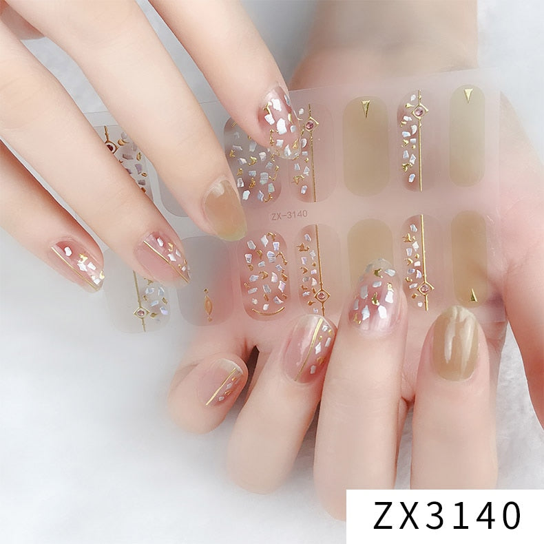 Recuerdame 1pc Flower Nail Sticker New Styles 3D Rhinestones Adhesive Sliders for Women Nails Art Decal Manicure Drop Ship