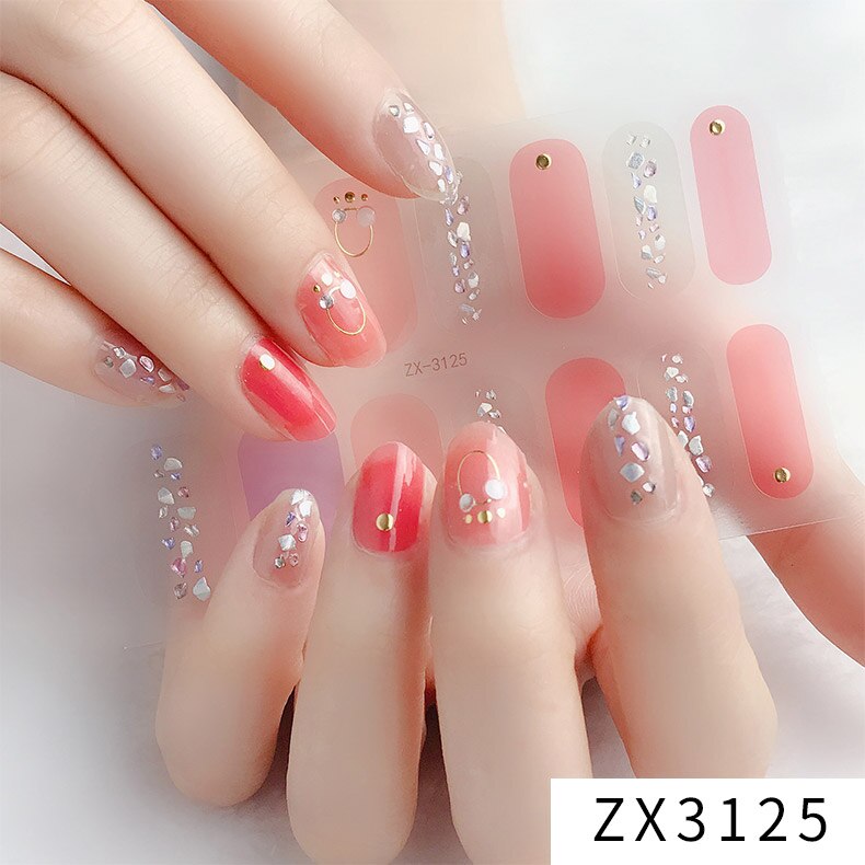 Recuerdame 1pc Flower Nail Sticker New Styles 3D Rhinestones Adhesive Sliders for Women Nails Art Decal Manicure Drop Ship