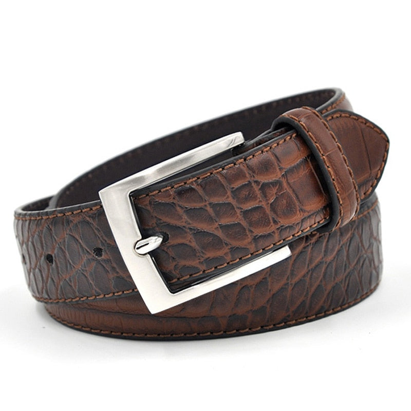 Mens Fashion Waist Belts Faux Crocodile Pattern With Split Leather Luxury Male Designer Belt Accessories Factory Price