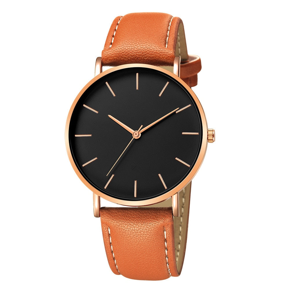 Luxury Men&#39;s Watch 2019 New Fashion Simple Leather Gold Silver Dial Men Watches Casual Quartz Clock Relogio Erkek Kol Saati