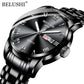 BELUSHI Men's Fashion Business Quartz Wrist Watches Stainless Steel Waterproof Analog Watch Men Calendar Clock 2022 New Watches