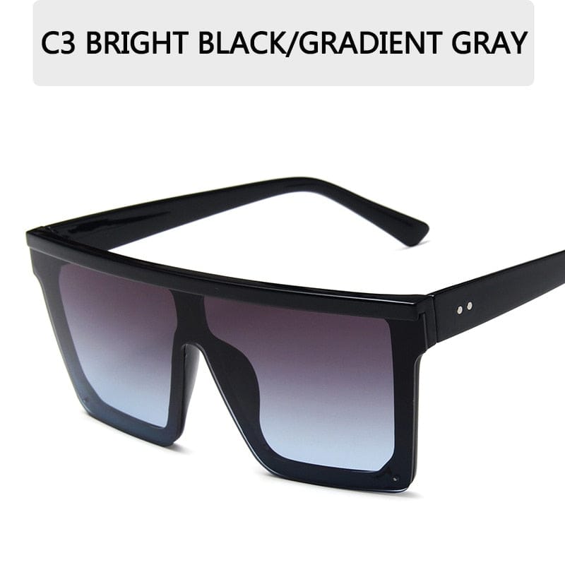 2022 Vintage Male Flat Top Sunglasses Men Brand Black Square Shades UV400 Gradient Sun Glasses For Women Cool One Piece Designer