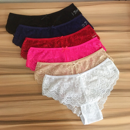 3 Pcs/lot Ladies Lace Underwear Lingerie Cotton Sexy Transparent Panties For Women Briefs See Through Underpants Female Pantys