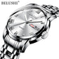 BELUSHI Men's Fashion Business Quartz Wrist Watches Stainless Steel Waterproof Analog Watch Men Calendar Clock 2022 New Watches