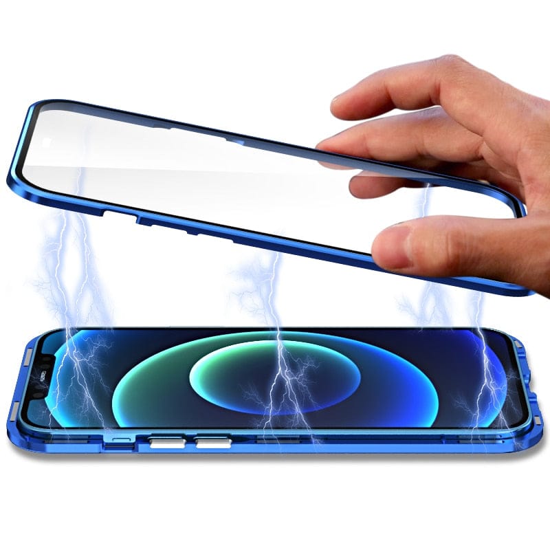 Magnetic Metal For iPhone 12 13 Pro Max Mini Case Cover Coque Clear Double-Sided Glass Bumper Phone Case Luxury Carcasa Men Girl