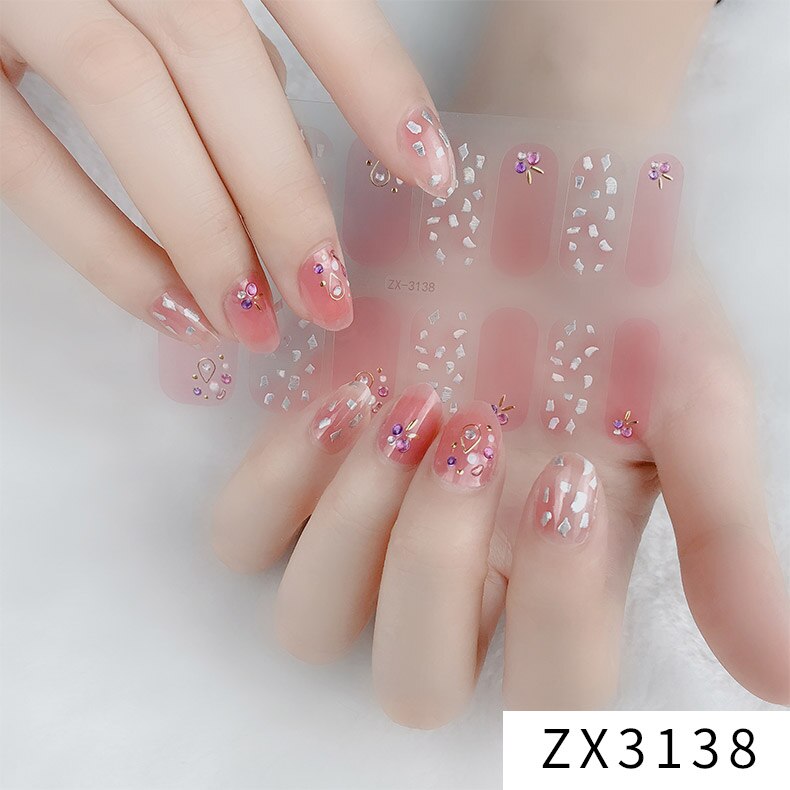 Recuerdame 1pc Flower Nail Sticker New Styles 3D Rhinestones Adhesive Sliders for Women Nails Art Decal Manicure Drop Ship