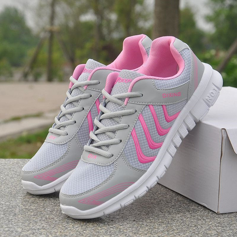 Fast delivery Women casual shoes fashion breathable mesh lace up flat shoes female sneakers women footwear 2022 tenis feminino