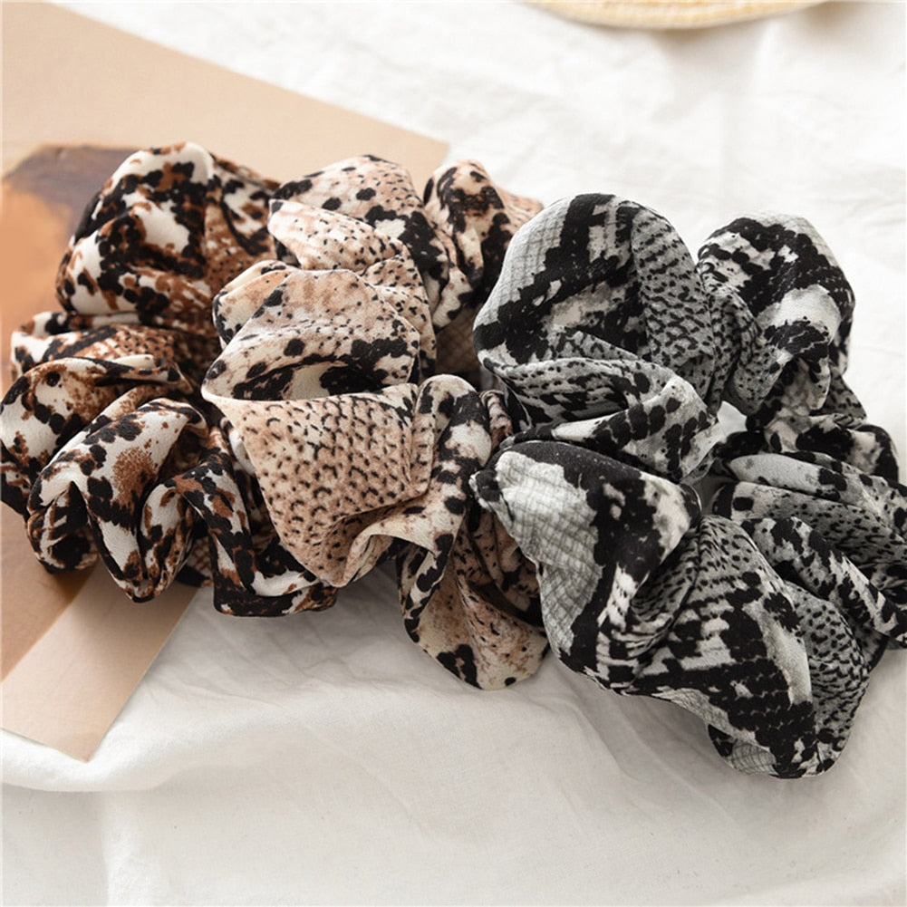 Women Scrunchies Snake/Leopard Elastic Hair Bands Ladies Stretch Ponytail Holder Print Hair Rope Headwear for Hair Accessories