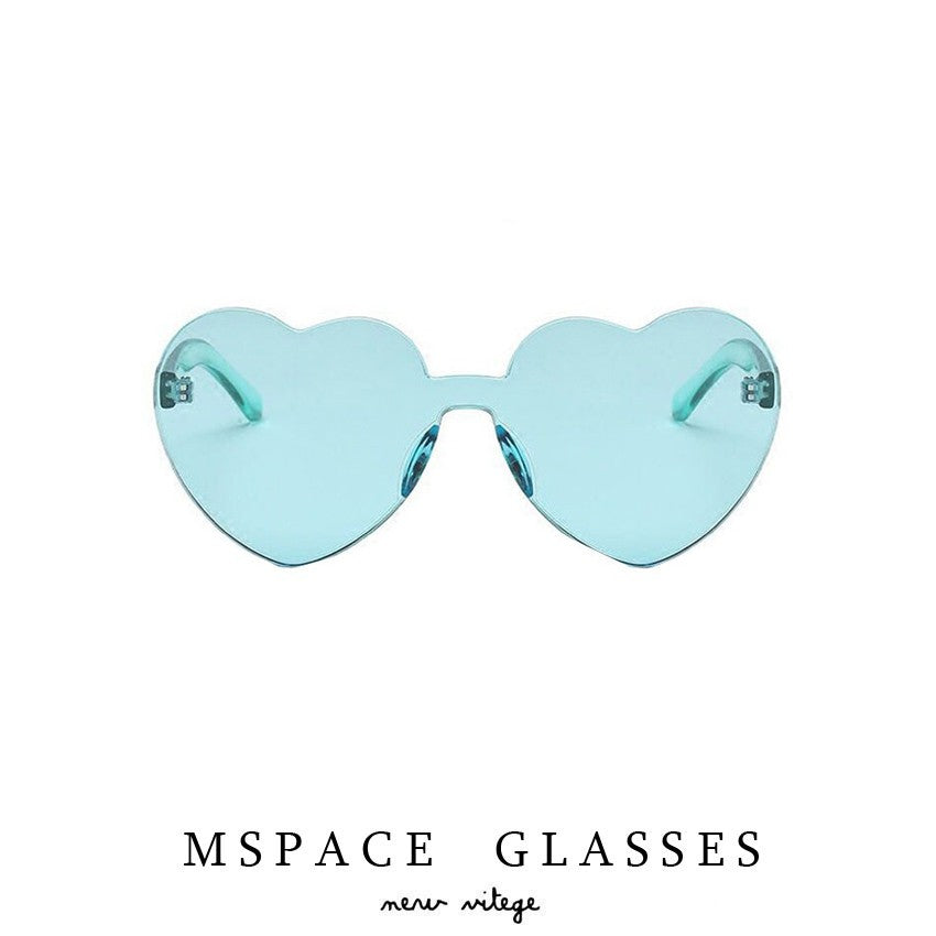 Chinatown Case 3 Wang Qiangbao European and American Heart-Shaped One-Piece Sunglasses Jelly Color Heart-Shaped Glasses Women's Heart-Shaped Sunglasses