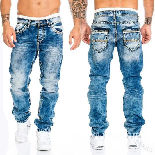 Travel Men's Jeans Casual Men's Jeans Classic Blue Premium Loose Wide Leg Pants Business Casual Brand Men's Pants джинсы New