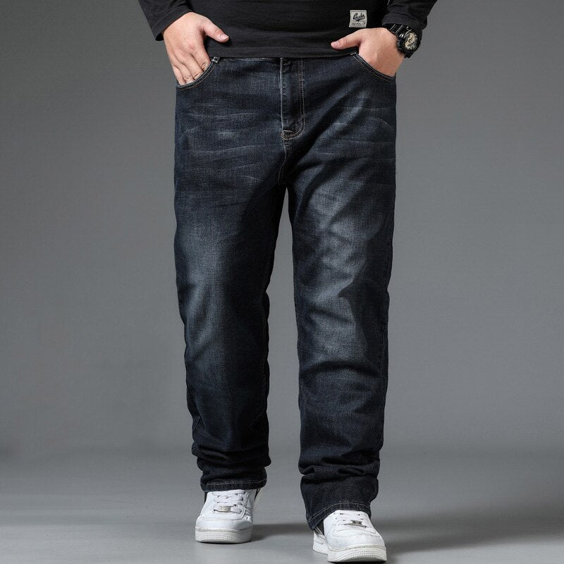 10XL Oversize Black Jeans Men Plus Size 50 Denim Pants Husband Breathable Loose Trousers Men Streetwear Baggy Jeans Casual Pants