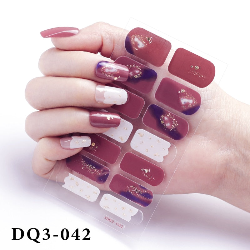 14Pcs /Sheet Nail Stickers Luxury Design Nail Polish Stickers Factory Price Full Cover Nail Charms for Manicure Women Beauty