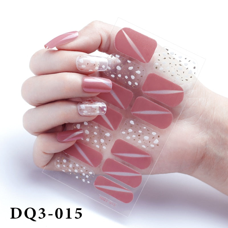 14Pcs /Sheet Nail Stickers Luxury Design Nail Polish Stickers Factory Price Full Cover Nail Charms for Manicure Women Beauty