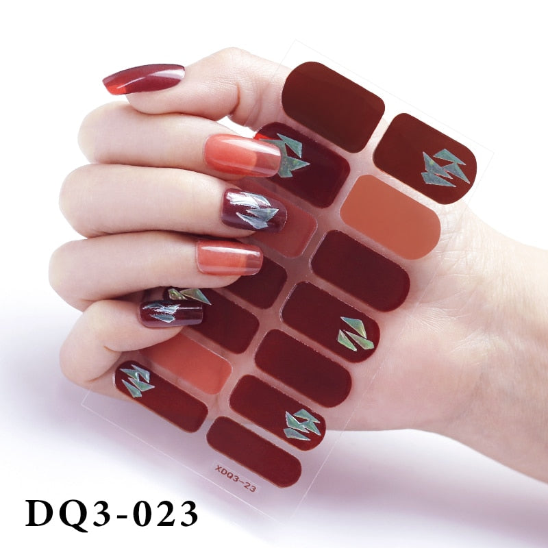 14Pcs /Sheet Nail Stickers Luxury Design Nail Polish Stickers Factory Price Full Cover Nail Charms for Manicure Women Beauty