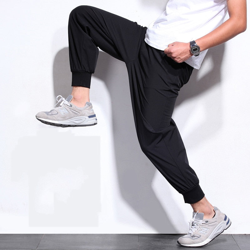 10XL Oversized Black Casual Pants Mens Breathable Sweatpants Elastic Waist Jogger Pants Quick Dry Baggy Trousers Men Streetwear