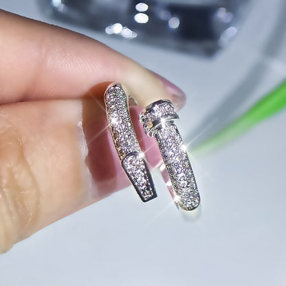 Silver Color Nail with Bling Zircon Stone for Women Wedding Engagement Fashion Jewelry 2021