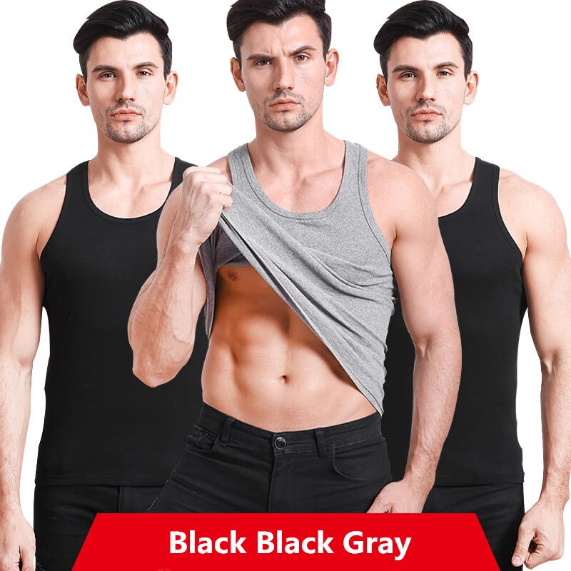 3 Pack Men Cotton Vest Narrow Broad Shoulders Tank Tops Underwear Boy Under Clothes T- Shirts Sleeveless Singlets Undershirt